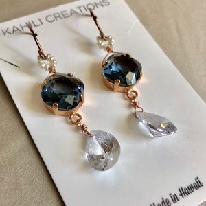 14k Rose Gold Swarovski Crystals Earrings